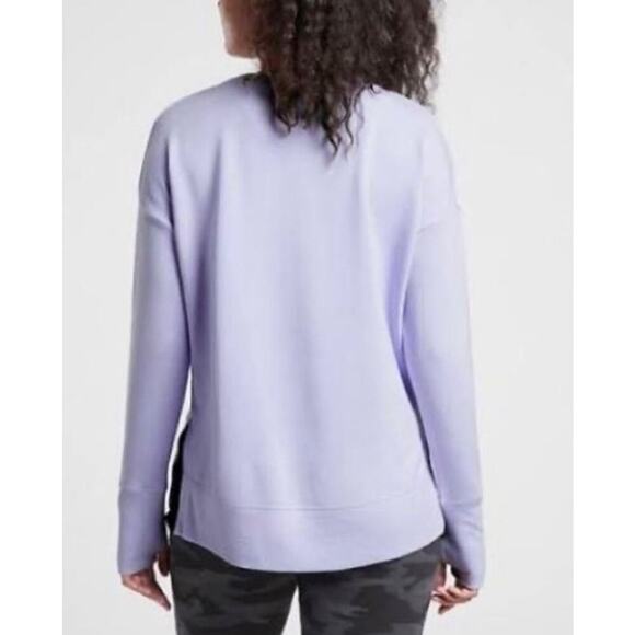 Athleta Coaster Luxe Sweatshirt Crewneck Pullover Relaxed Fit Purple Size Medium - Picture 2 of 10